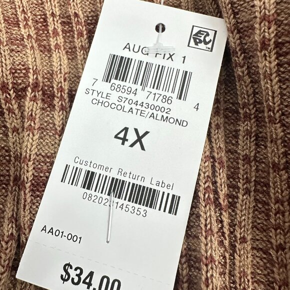 NEW! And Now This Knit Top Plus 4X Chocolate/Almond Stretchy Acrylic & Poly $34 - Picture 5 of 13